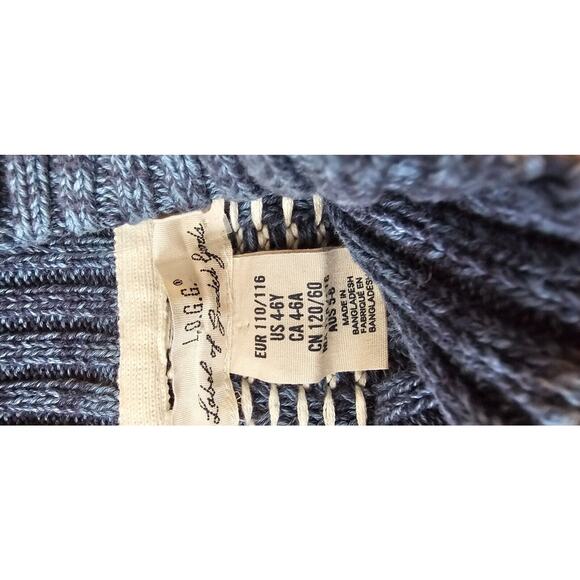 H&M Womens L.O.G.G. Mock Turtleneck sweater Blue Stripe Fisherman Cozy Sz XS 4-6 - Picture 4 of 4